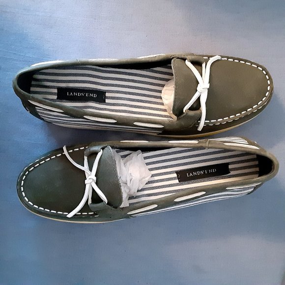 Lands' End Women's Gray and Striped Dockside Loafers Size; 8B - Picture 4 of 8